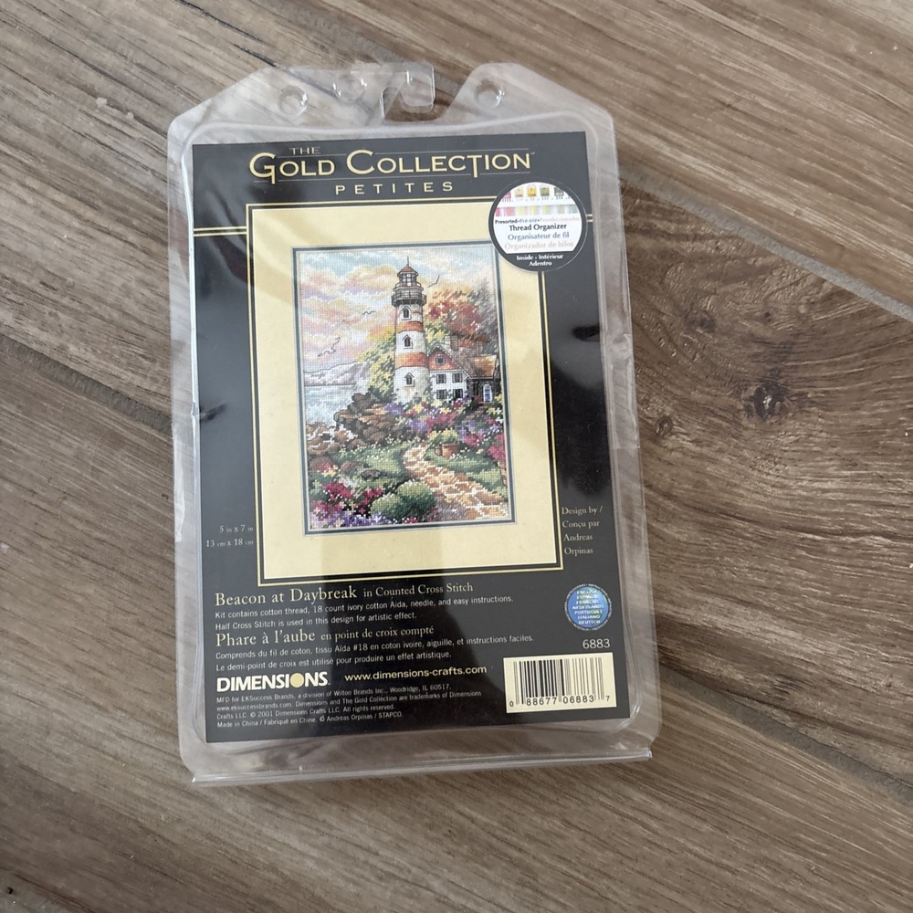 Dimensions Gold Beacon At Daybreak Lighthouse Counted Cross Stitch Kit #6883 New